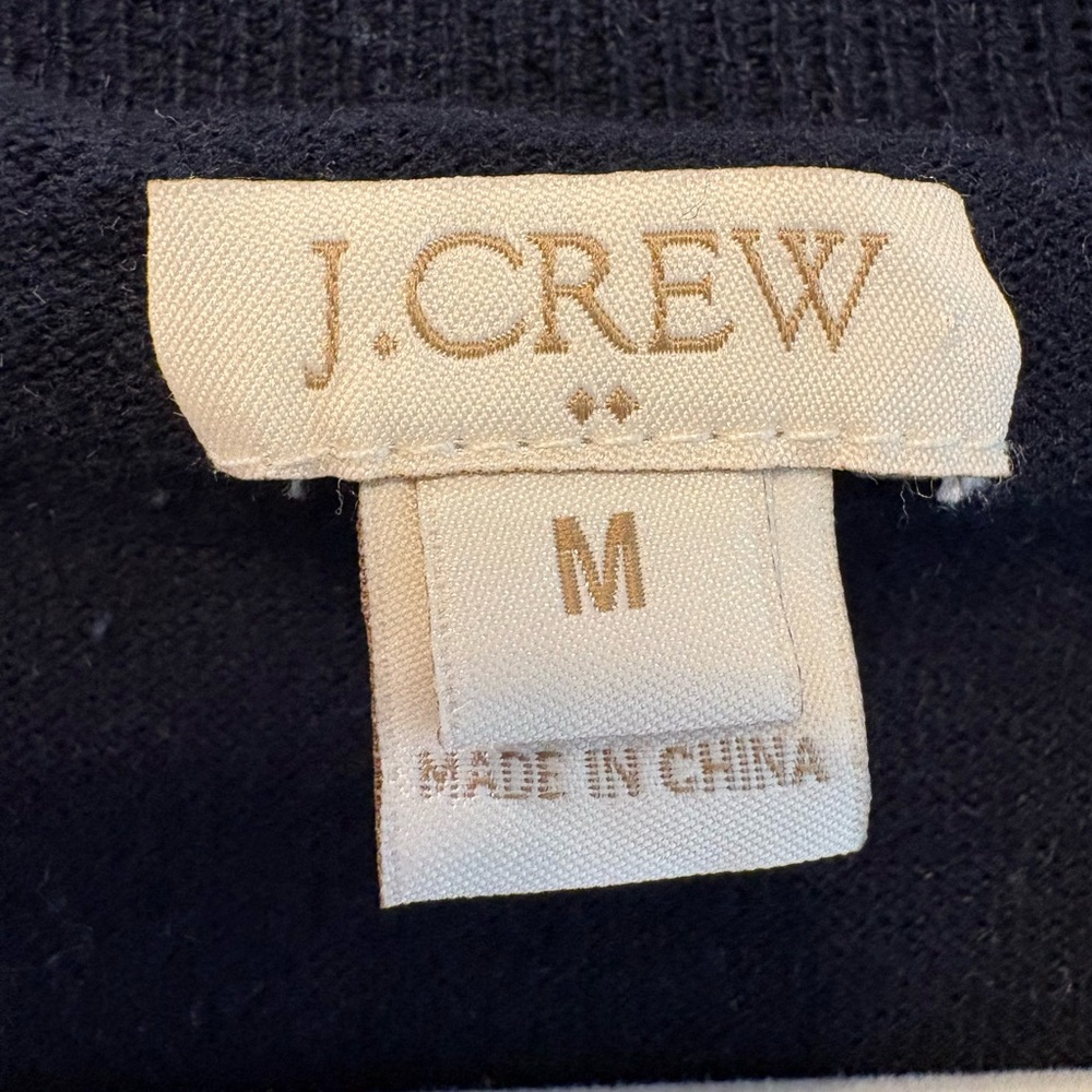 J.Crew 100% Cotton Navy & White Fish-Print Raglan Cottagecore Sweater size M - Picture 2 of 5